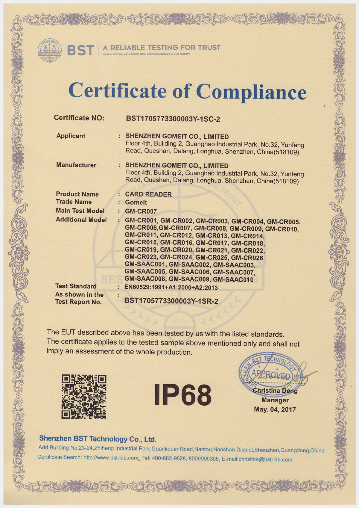 Lector de tarjetas impermeable IP68