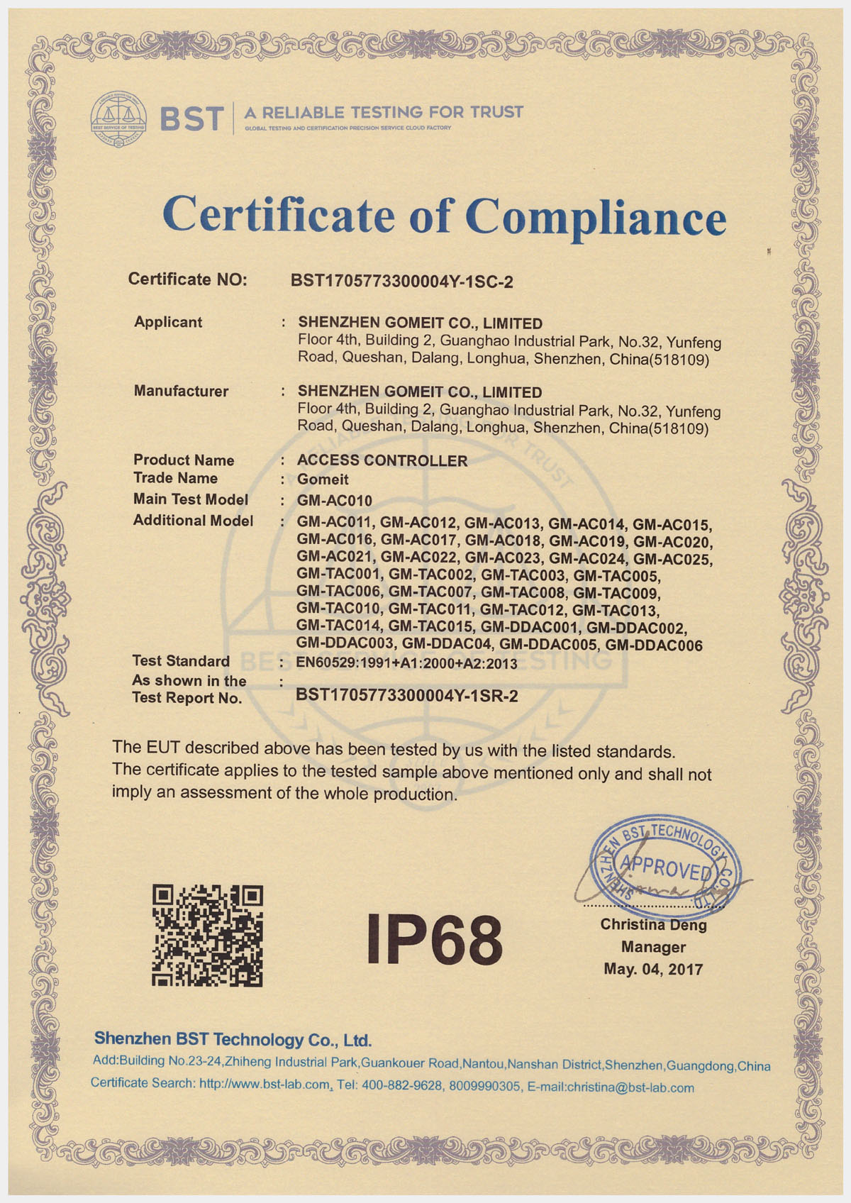 Controlador de acceso Impermeable IP68